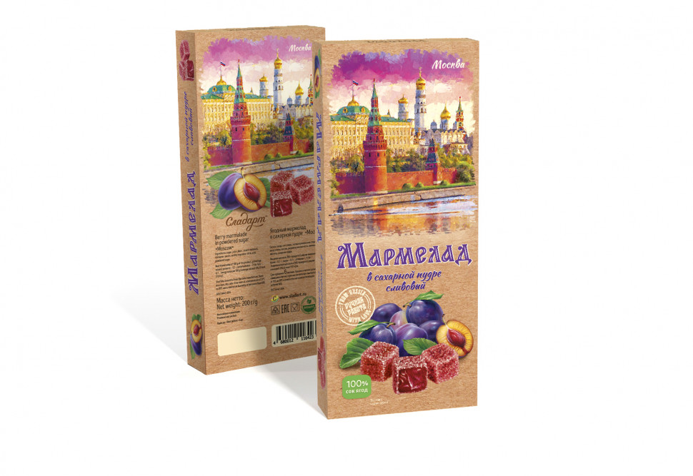 Сладарт Мармелад Сливовый МОСКВА в сахарной пудре (642), 200г   в Донецке