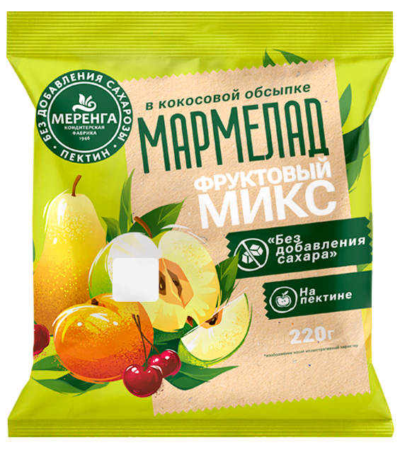 №1 Меренга Мармелад без сахара в кокосовой обсыпке Фруктовый микс, 220г   в Донецке