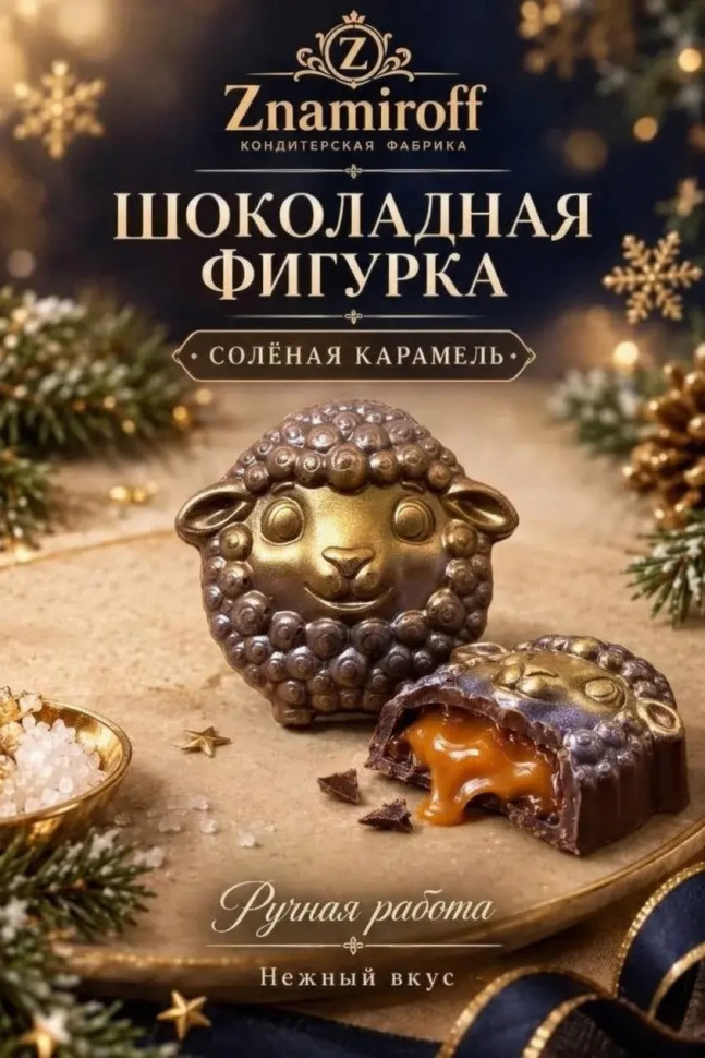  Шоколад фигурный "Овечка-мордашка" молочный шоколад с начинкой солёная карамель(блок 5шт по 70г) в Донецке