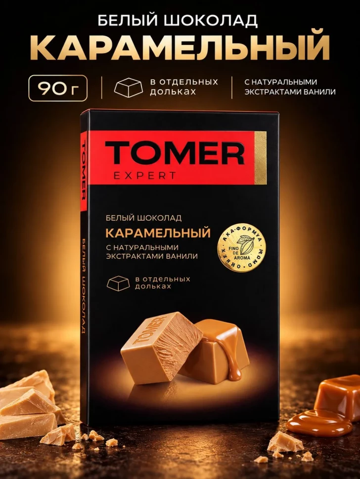  Фабрика Томер  Белый шоколад КАРАМЕЛЬНЫЙ, 90г  в Донецке